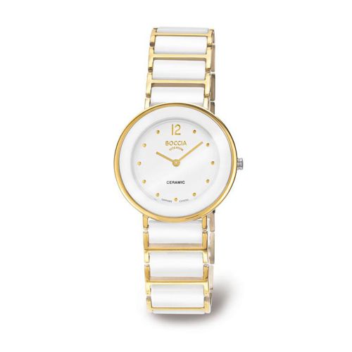 Boccia White Ceramic Titanium Watch with Gold plating - 3209-02